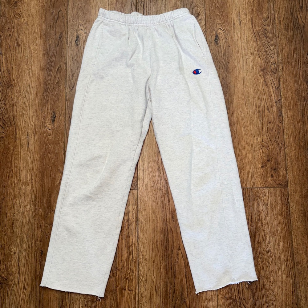 Champion Reverse Weave Gray Heather Sweatpants Raw Hem Womens Small Loungewear